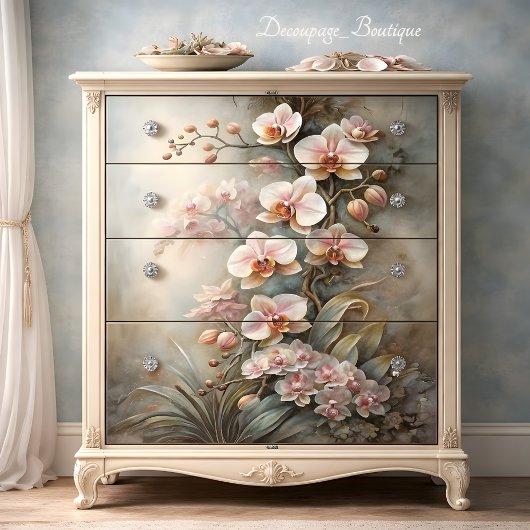 Zachte Roze Orchidee Cascade Elegantie Decoupage Tissuepapier
