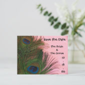 Zachte Roze Pauw Veren Save the Date Aankondigingskaart (Staand voorkant)