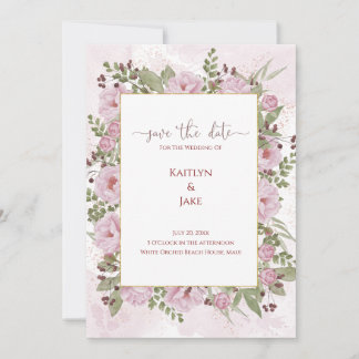 Zachte Roze Pioen Huwelijksuitnodiging Save The Date
