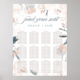 Zachte roze pony Wedding Seating Chart Poster