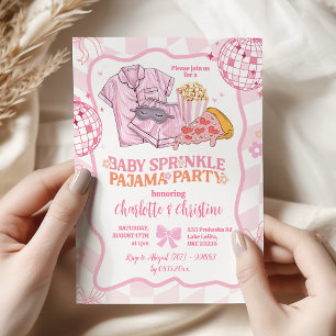 Zachte Roze Retro Baby Sprinkle Pyjama Feest Kaart