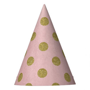 Zachte Roze Roze Gouden Glitter Glam Stippen Feest Feesthoedjes