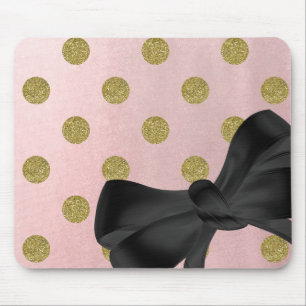 Zachte Roze Roze Gouden Glitter Glam Stippen Schat Muismat