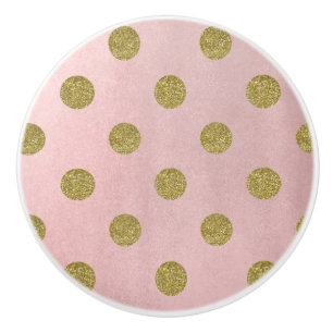 Zachte Roze Roze Gouden Glitters Glam Stippen Chic Keramische Knop