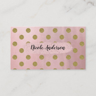 Zachte Roze Roze Gouden Glitters Glam Stippen Cute Visitekaartje