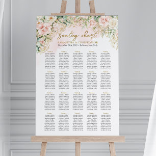 Zachte roze rozen groen goud 20 tafels Zitplaatsen Poster