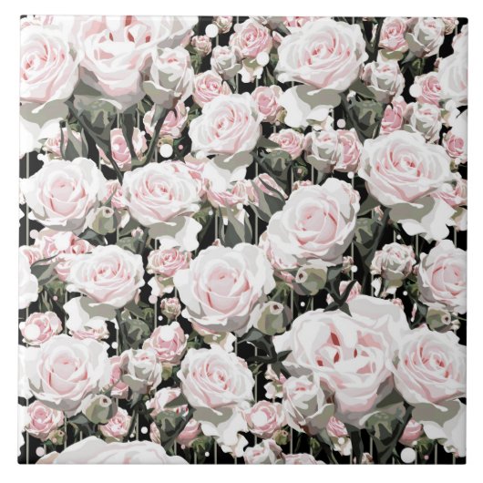 Zachte roze rozen tegeltje (Voorkant)