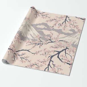 Zachte Roze Sakura Mount Fuji Schilderachtig Patro Cadeaupapier