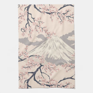 Zachte Roze Sakura Mount Fuji Schilderachtig Patro Theedoek