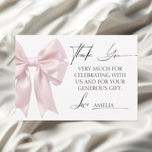 Zachte Roze Strik Baby Shower Bedankkaart