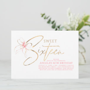 Zachte Roze Strik Elegante Romantische Sweet 16e V Kaart