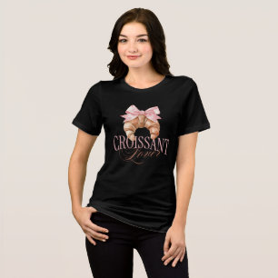 Zachte Roze Strik Franse Coquette Croissant Tri-Blend Shirt