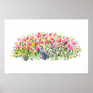 Zachte Roze Tuin Aquarel – Bloemaccent Poster