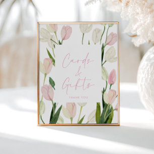 Zachte Roze Tulp Bruidsfeest Kaarten en Cadeaus Poster
