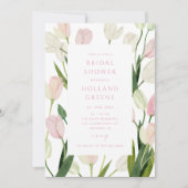 Zachte Roze Tulp QR Code Bruidsuitnodiging Kaart (Voorkant)