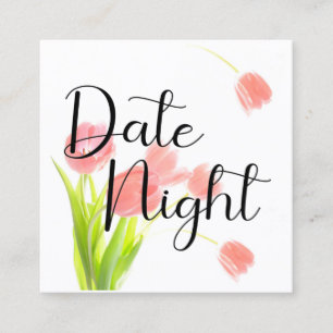 Zachte roze tulpen Date Night Kaart Vierkante Visitekaartje