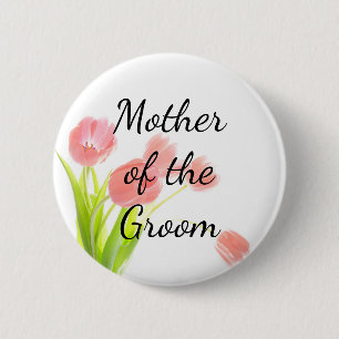 Zachte Roze Tulpen Moeder van de Bruidegom Ronde Button 5,7 Cm