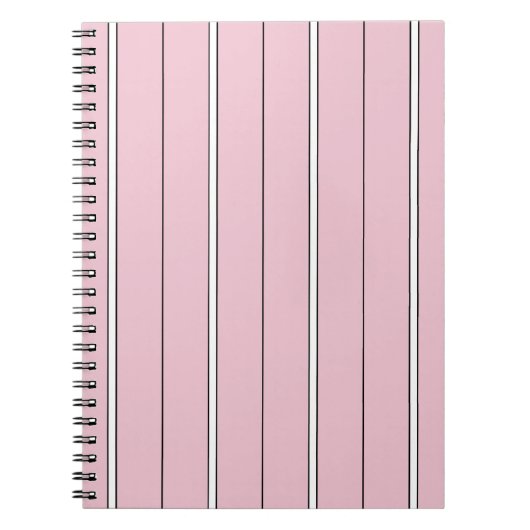 Zachte Roze Verticale Streeppatroon Minimaal Notitieboek (Voorkant)
