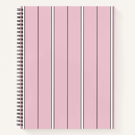 Zachte Roze Verticale Streeppatroon Minimalistisch Notitieboek (Voorkant)