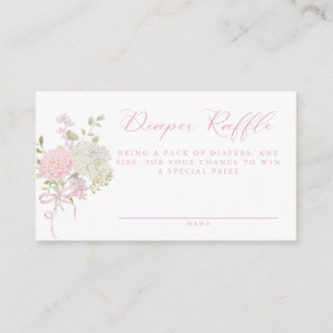 Zachte Roze Vintage Bloemendesign Luierraffle Informatiekaartje