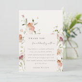 Zachte Roze Weide Waterverf Bloem Bruiloft Feest Bedankkaart (Staand voorkant)