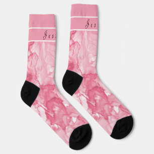 Zachte Roze & Witte Alcohol Ink All-Over-Print Sok