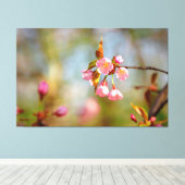 Zachte Roze Zachte Kersenbloesem in de Lente Canvas Afdruk (Insitu (Houten vloer))