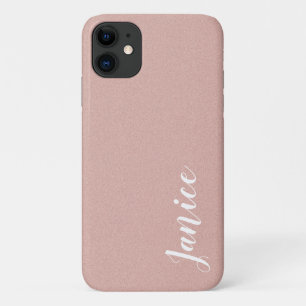 Zachte Roze Zandstructuur Voeg Jouw naam toe iPhone 11 Hoesje