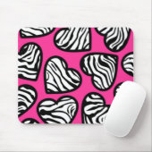 Zachte roze zwart wit zebra patroon hart muismat (Met muis)
