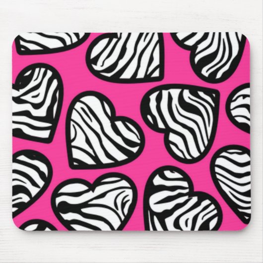 Zachte roze zwart wit zebra patroon hart muismat (Voorkant)