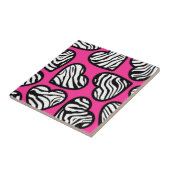 Zachte roze zwart wit zebra patroon hart tegeltje (Zijkant)