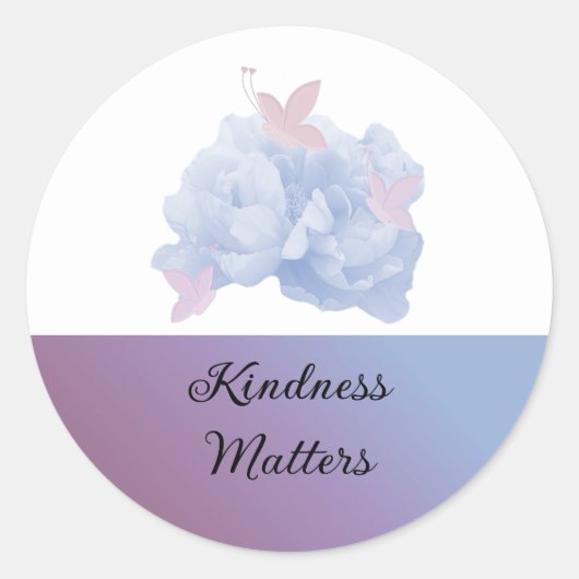 Zachte Rozen en Vlinders Vriendelijkheid Matters Ronde Sticker (Voorkant)