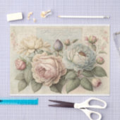 Zachte  Rozen in crème en roze Tissuepapier (Craft)