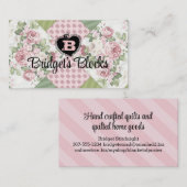 zachte rozen met quilt quilt quiltkaart visitekaartje (Voorkant / Achterkant)