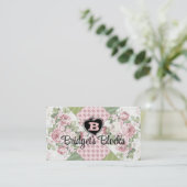 zachte rozen met quilt quilt quiltkaart visitekaartje (Staand voorkant)