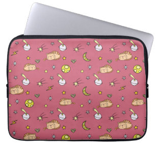 Zachte Ruimtekater Patroon – Schattige Kosmische K Laptop Sleeve