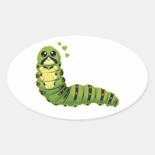 Zachte Rups met Hartjes Ovale Sticker