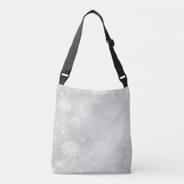 Zachte salie en bevroren witte bloemen AI-kunst Crossbody Tas