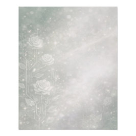 Zachte salie en bevroren witte bloemen AI-kunst Perfect Poster