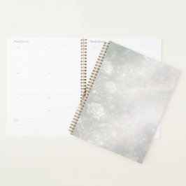 Zachte salie en wit bevroren bloemen AI-kunst Planner