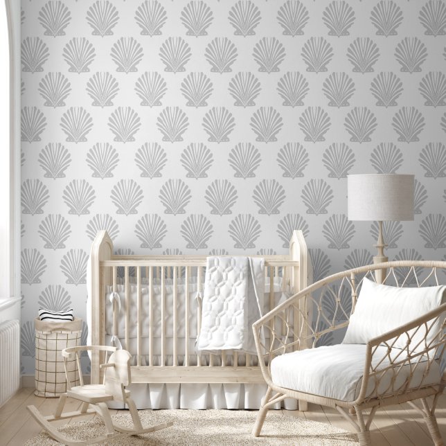 Zachte Scallop Seashell Offset Patroon Wallpaper Behang (Kinderen)