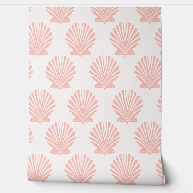 Zachte Scallop Seashell Offset Patroon Wallpaper Behang (Afrollen)