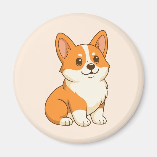 Zachte Schattige Corgi Hond Magneet (Voorkant)
