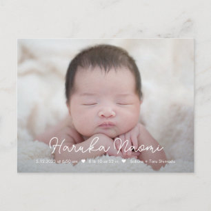 Zachte Script Baby Geboorte Aankondiging Briefkaar Briefkaart