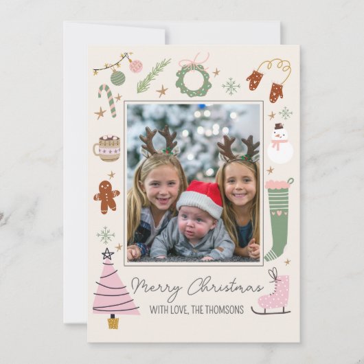 Zachte Simpele Kerst Foto in Pastelkleuren Feestdagenkaart (Voorkant)