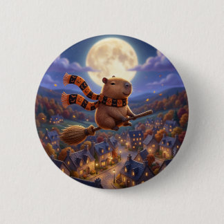 Zachte Sjaal Vliegende Bezem Capybara Knopspeld Ronde Button 5,7 Cm