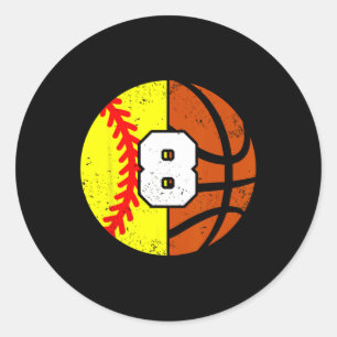 Zachte Sketll Nummer 8 Jersey Grappige 8e Verjaard Ronde Sticker