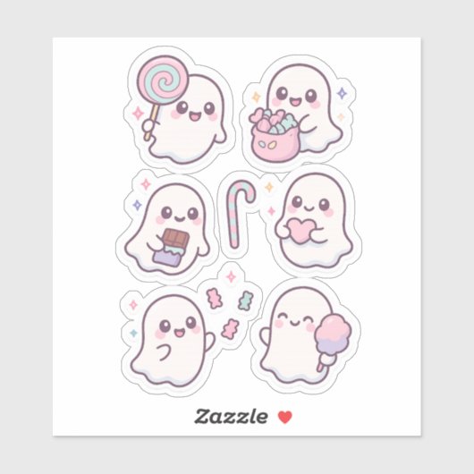 Zachte Snoep Geesten Kawaii Sticker Pakket (Vel)