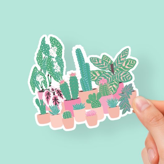 Zachte sticker met kamerplanten