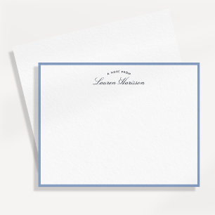Zachte Stof Blauw Rand Elegante Naam Notitiekaart Kaart